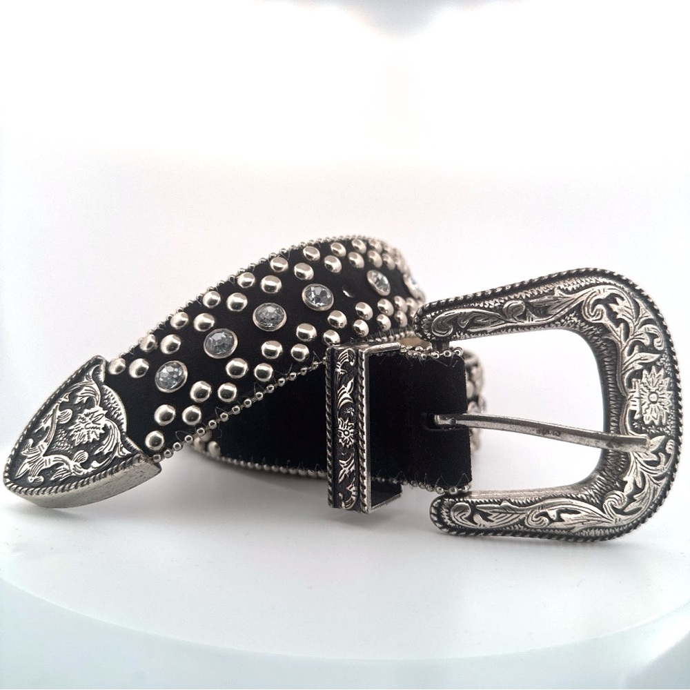 Guess Black Belt with Silver Embellishments